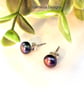 Peacock Button Freshwater Culture Pearl Stud Sterling Silver Earrings  - Image 4