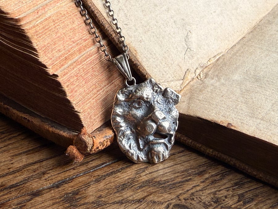 Sterling Silver Lion Head Pendant Mudlarking Find