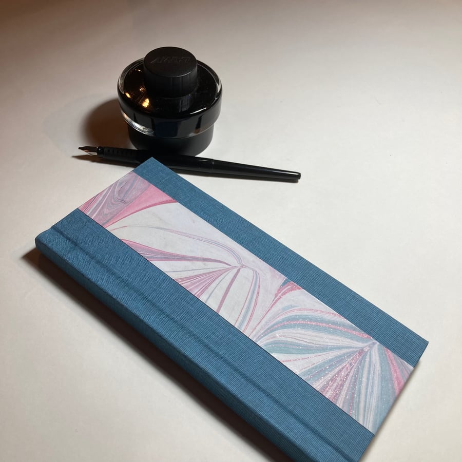 Handmade Book - Slim Notebook with Hand-marbled Cover