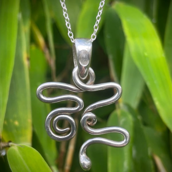 Handmade Kundalini Awakening Snake Pendant, Necklace Sterling Silver
