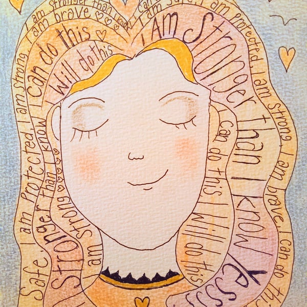 Positive vibes original drawing measures 15cm by 21cm 