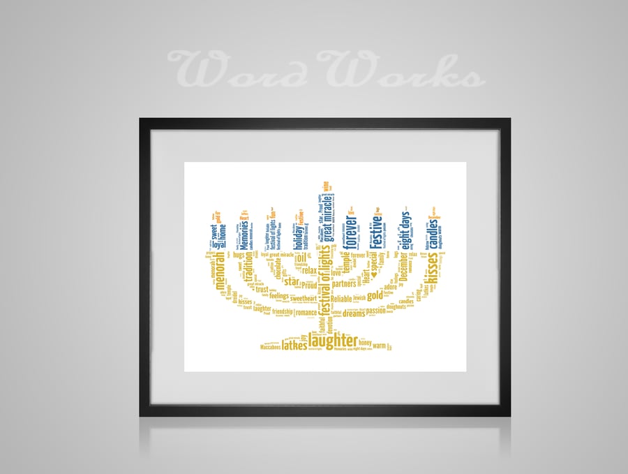 Personalised Menorah Hanukkah Chanukah Design Word Art Gifts  