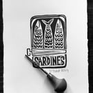 ‘Sardines’' Lino Print
