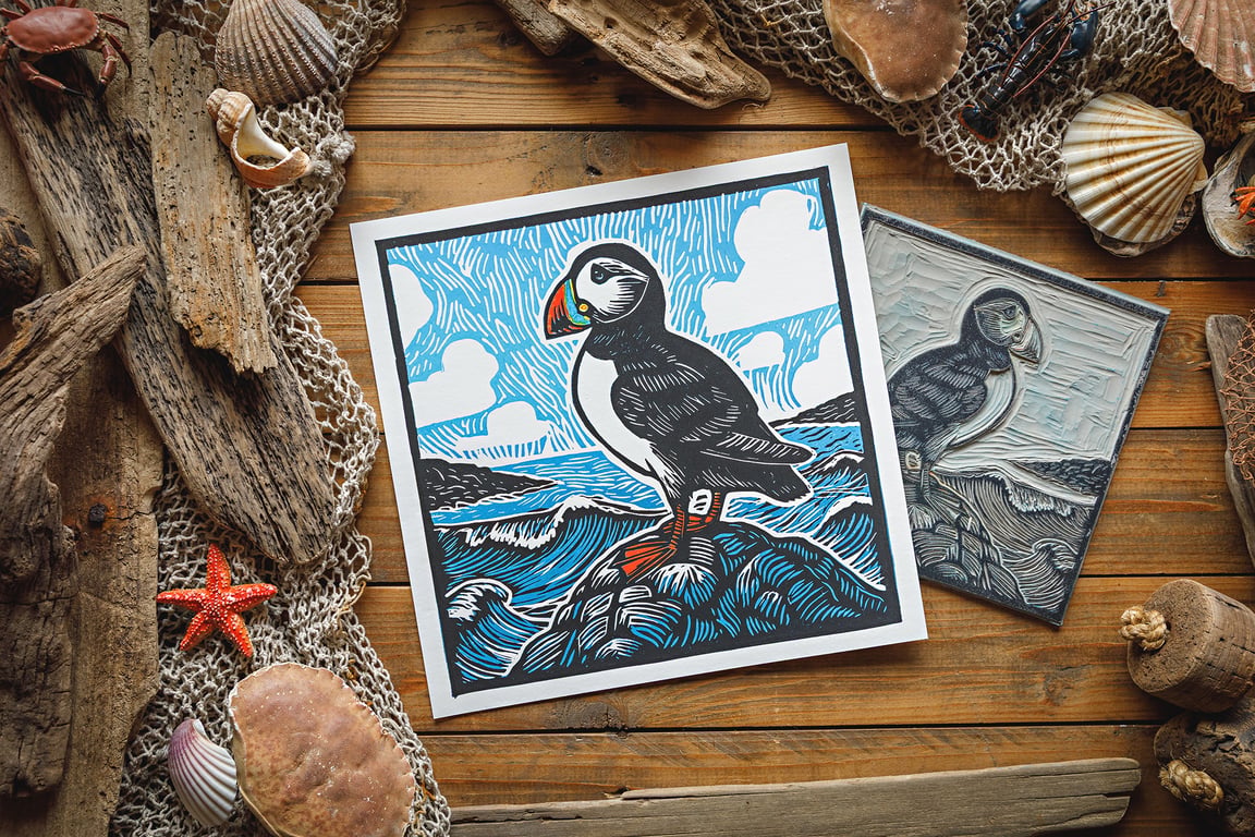 Puffin print - giclee copy 12x12" - giclee