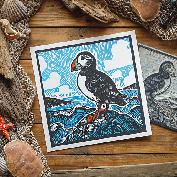 Puffin print - giclee copy 12x12" - giclee