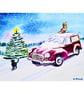  Moggy Christmas Card,  Moggy Minor Car and Cats From Original Watercolour - Image 2
