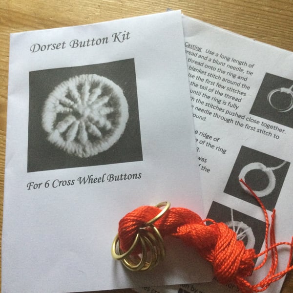 Kit to Make 6 x Dorset Cross Wheel Buttons, Scarlet