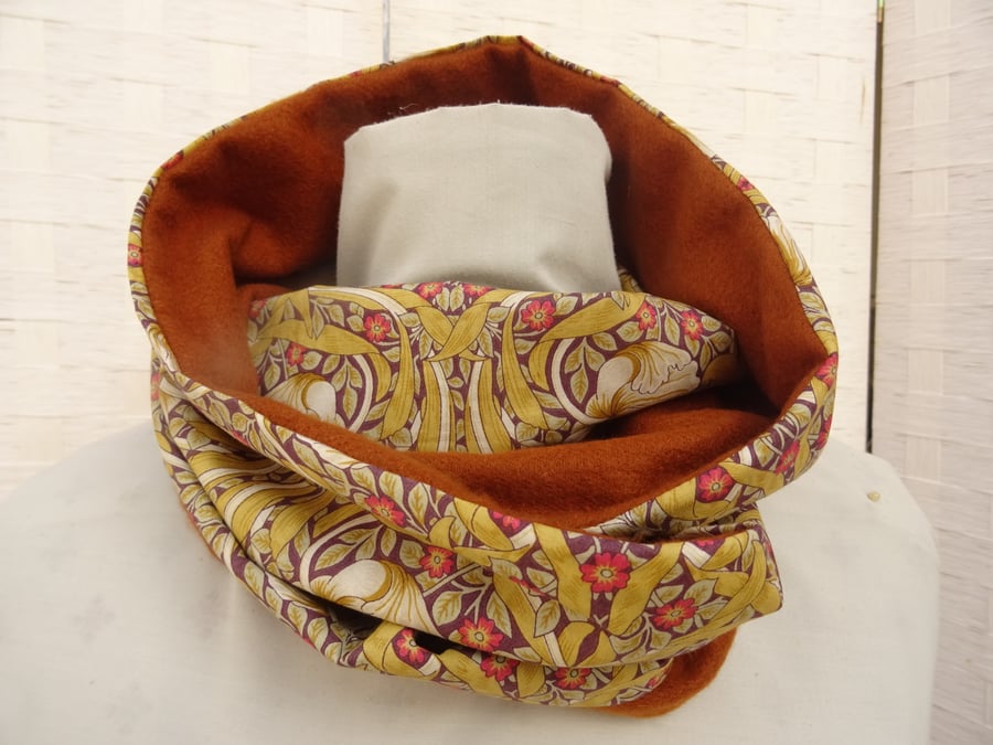 Liberty of London Print infinity Scarf.Cotton Tana Lawn Cashmere .  