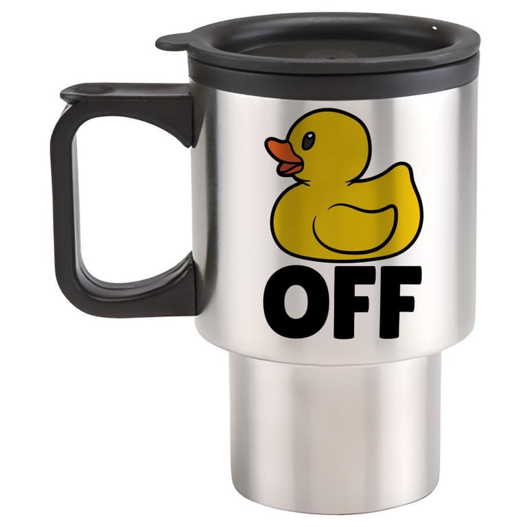 DUCK Off Funny non swearing novelty stainless steel travel mug