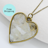 Bowenite Heart Brass plated Worry Stone Necklace - Free Postage