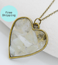Bowenite Heart Brass plated Worry Stone Necklace - Free Postage