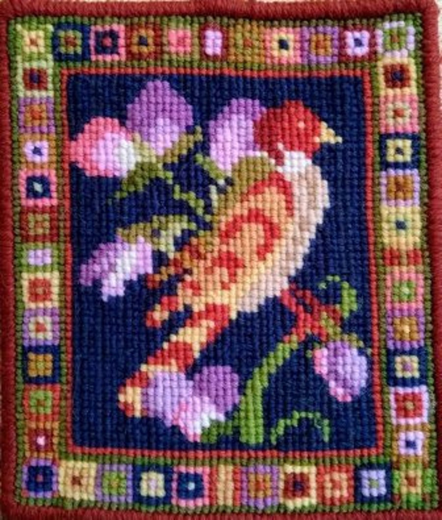 Bird And Sweet Pea Tile Tapestry Kit, Counted Cross-stitch, Needlepoint Kit 