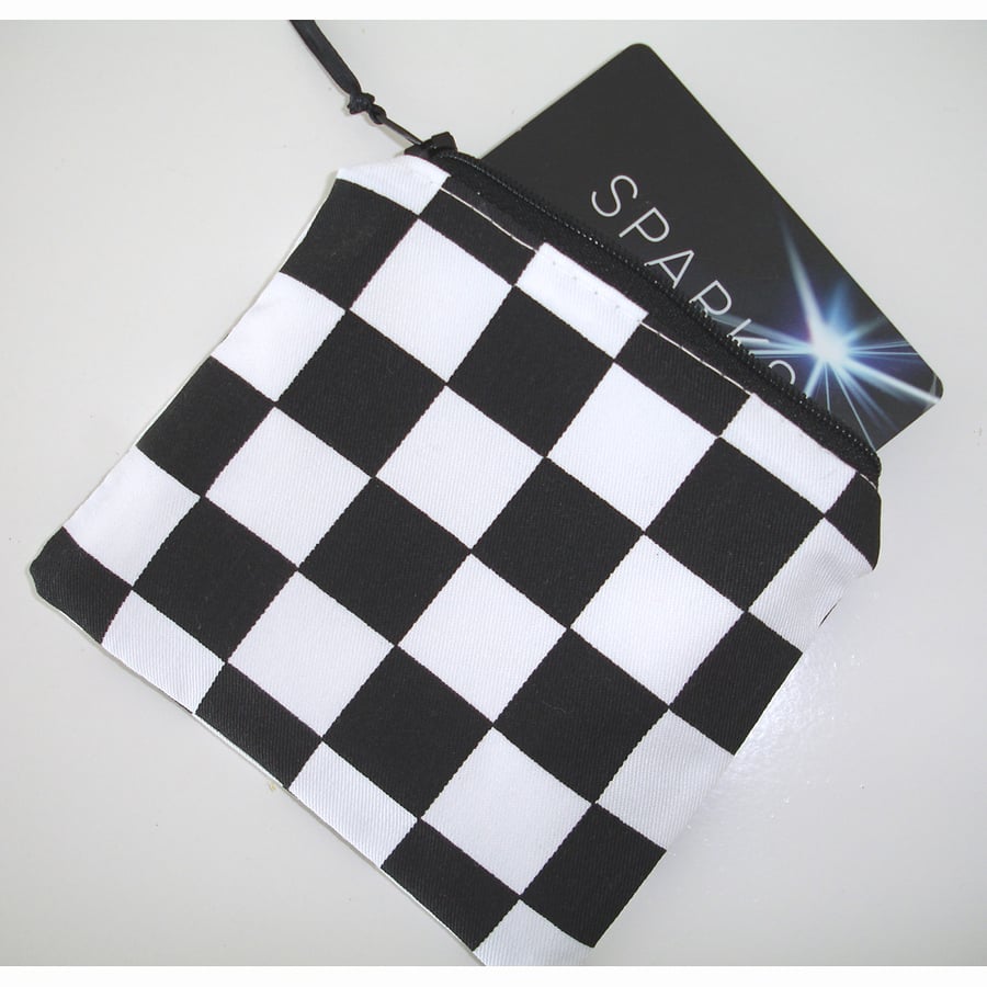 Ska 2 Tone Zipped Coin Purse Two Tone Black And White Monochrome Check