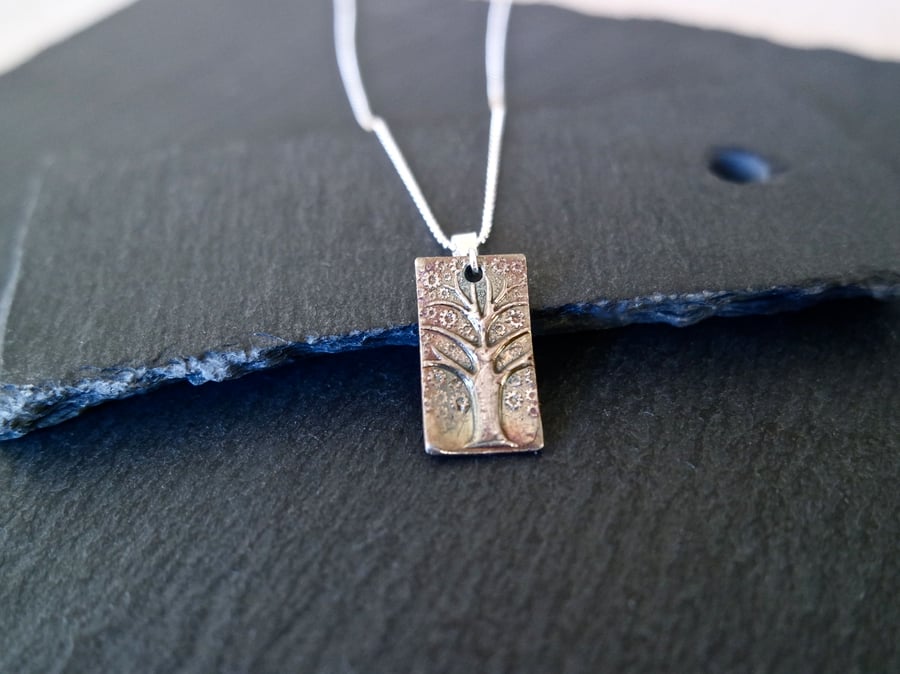 Tree of Life, Silver Necklace, Flowers, oxidised, colourful, labradorite