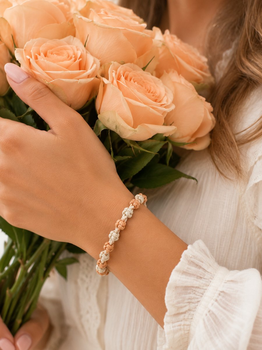 Peach and Cream romantic 'Rose Bud' bracelet, one size