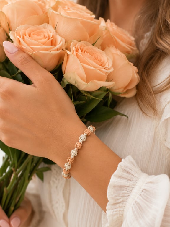 Peach and Cream romantic 'Rose Bud' bracelet, one size