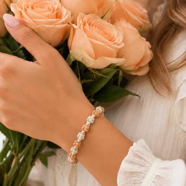 Peach and Cream romantic 'Rose Bud' bracelet, one size