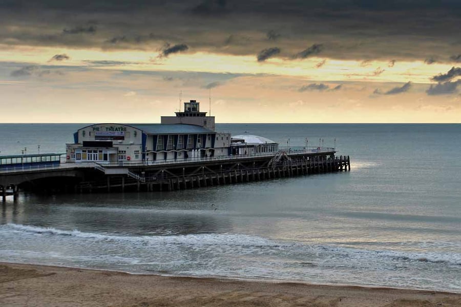 Bournemouth Pier And Beach Dorset England UK 18"X12" Print