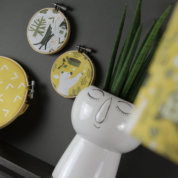 Yellow Bear Fabric in Hoop