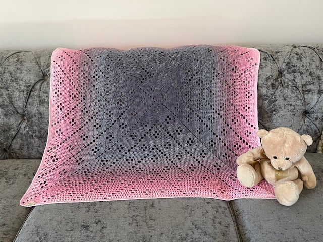 Pink and Grey Crocheted Baby Blanket, Baby Girl Gift, Newborn Baby gift