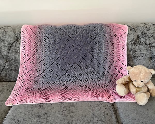Pink and Grey Crocheted Baby Blanket, Baby Girl Gift, Newborn Baby gift
