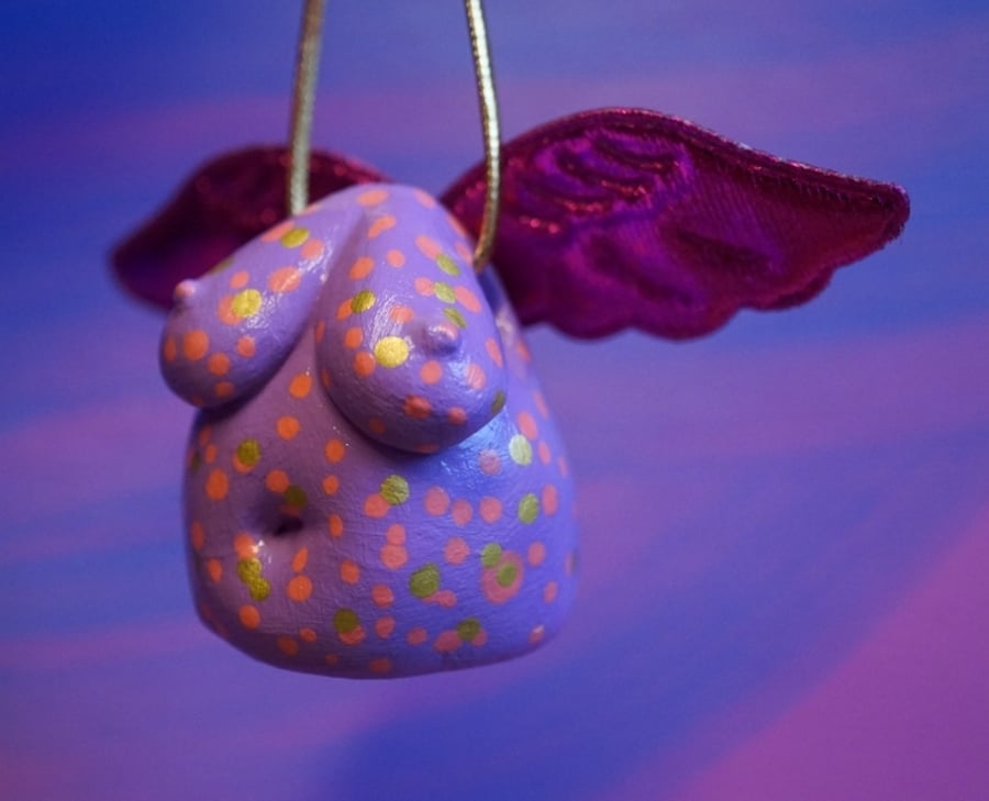 'Boobles' tree ornaments. Made to order, custom colours and wings 