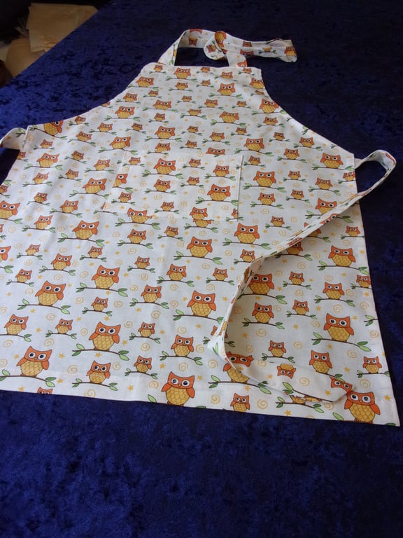 Cream Child's Apron with Owls