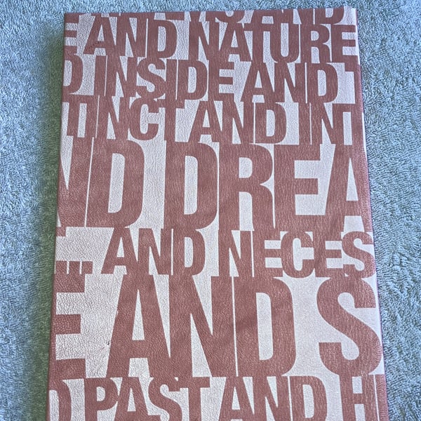 A4: Pink Written Word Leatherbound Lined Notebook - FREE UK SHIPPING