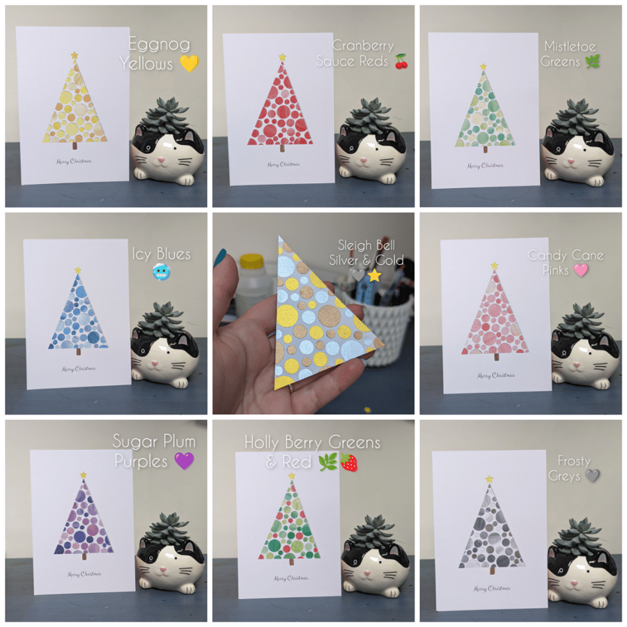 Pack of Printed "Watercolour Wonderland" Christmas Tree Card