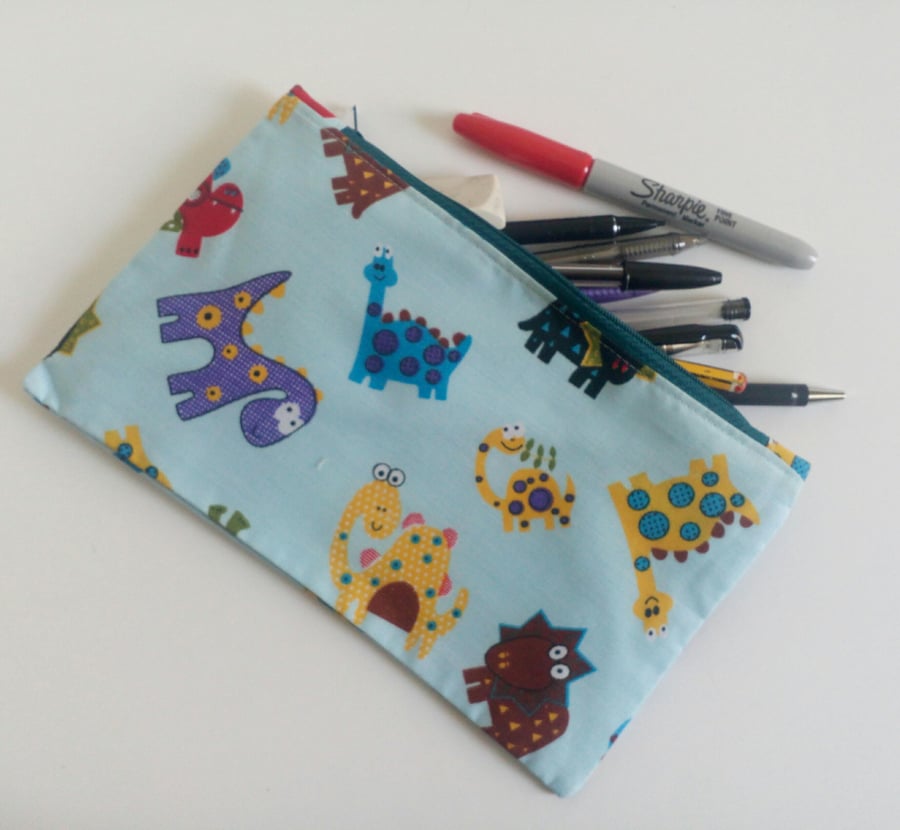 Dinosaur Pencil case, zipper pouch, back to school, drawing
