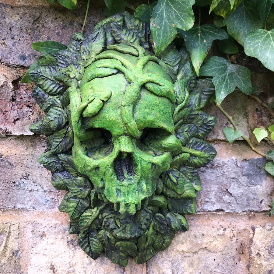 Spirit Skull Green Man Plaque plus Free Pocket Green Man