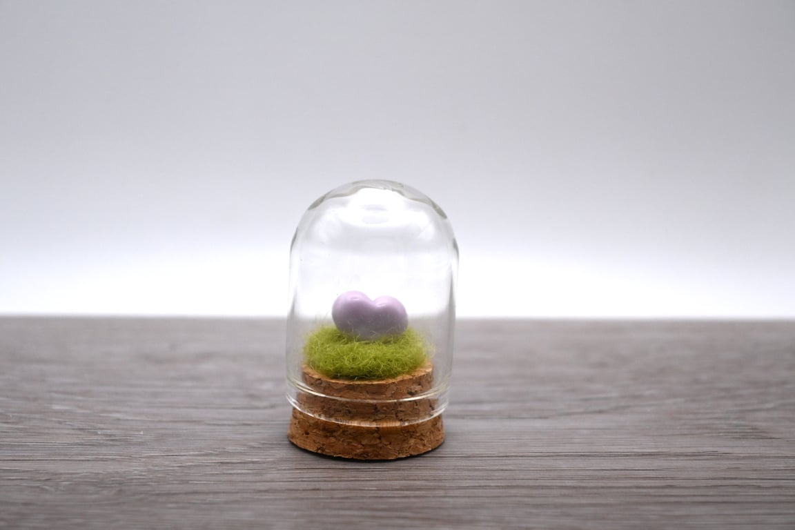 small glass heart cloche jar keepsake