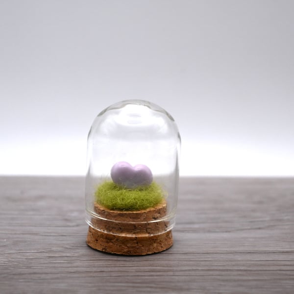 small glass heart cloche jar keepsake