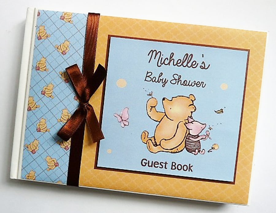 Classic Winnie the Pooh boy baby shower guest Book, baby shower gift
