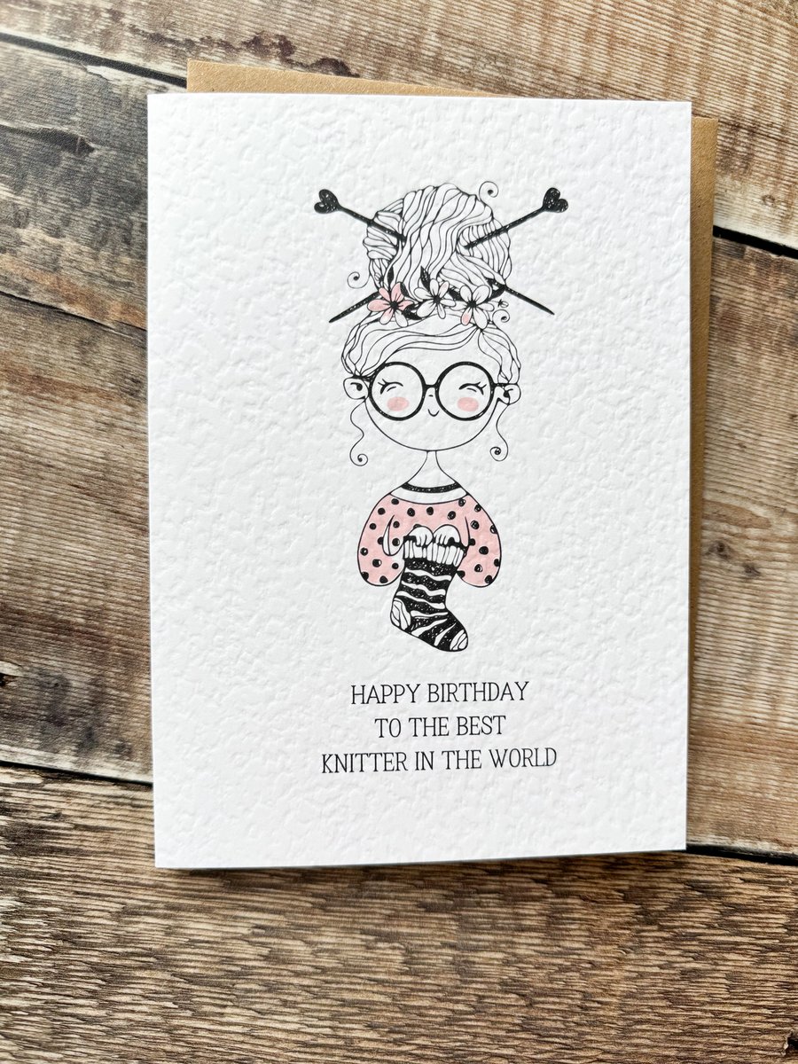 Knitters card birthday blank inside 