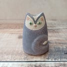 Small Cat Vase, handmade speckled blue mini cat pot