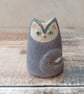 Small Cat Vase, handmade speckled blue mini cat pot
