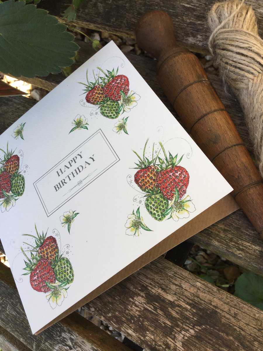 ‘Happy Birthday’ Summer Strawberries Greeting Card 