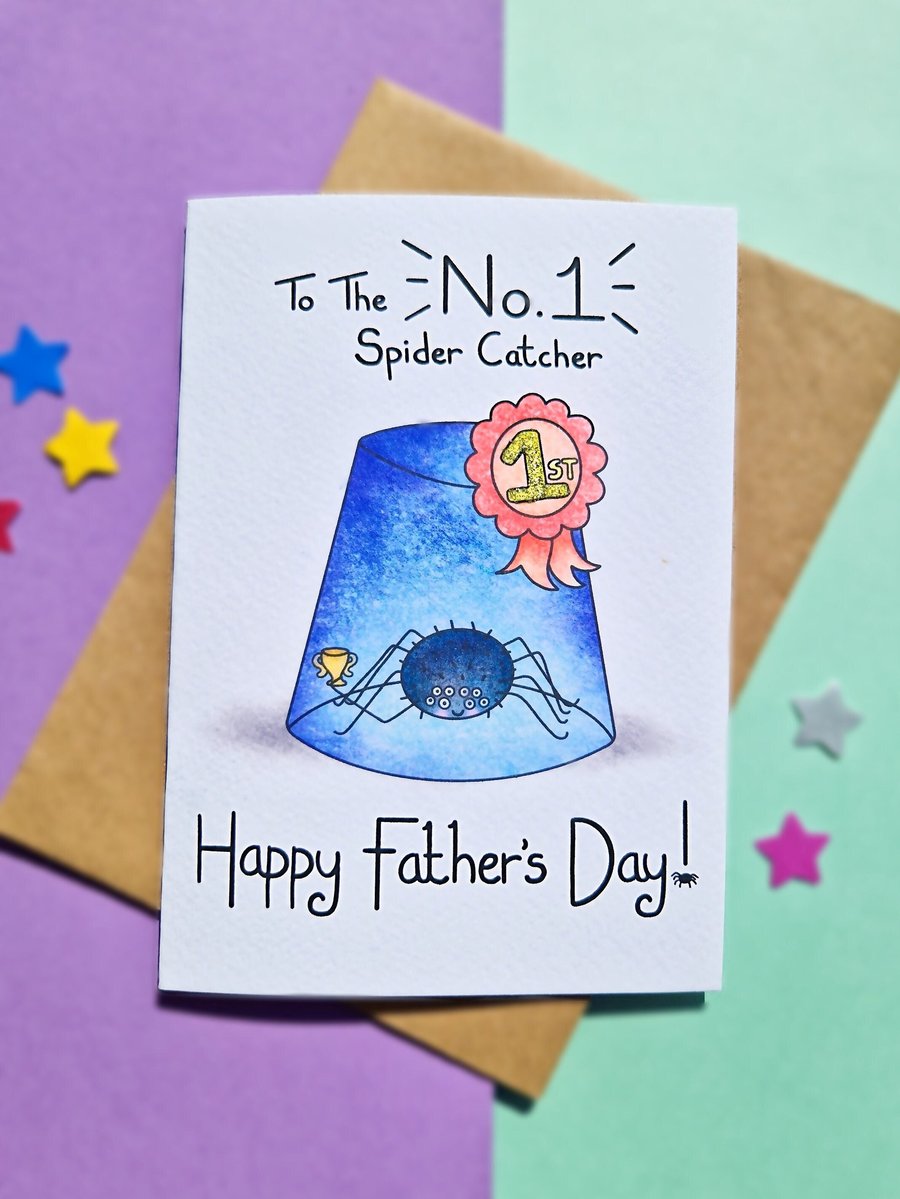 Funny Fathers Day card, Best Dad card, Card for Dad, Spider catcher