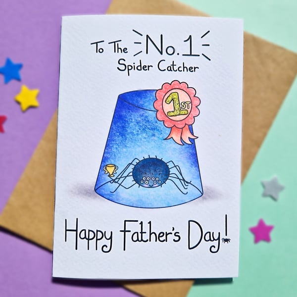 Funny Fathers Day card, Best Dad card, Card for Dad, Spider catcher