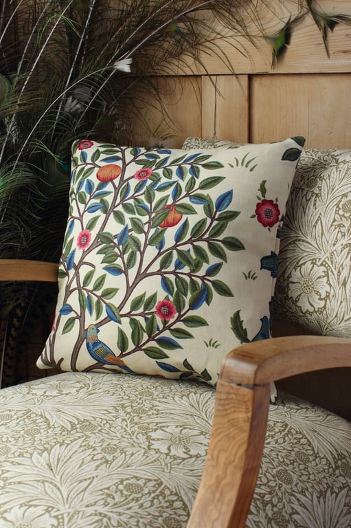 William Morris Velvet Cushion Cover Kelmscott Tree Wine Woad