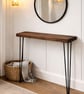 Rustic Solid Wooden Narrow Hallway Entrance Table with Metal Hairpin Legs - Image 4