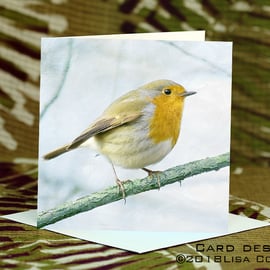 Exclusive Handmade Festive Robin Greetings Card on Archive Photo Paper