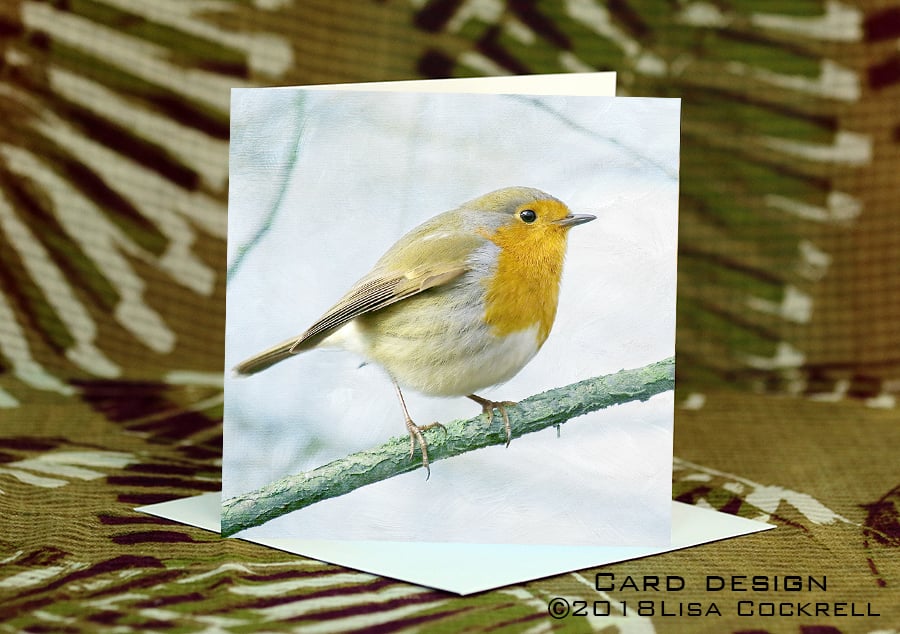 Exclusive Handmade Festive Robin Greetings Card on Archive Photo Paper