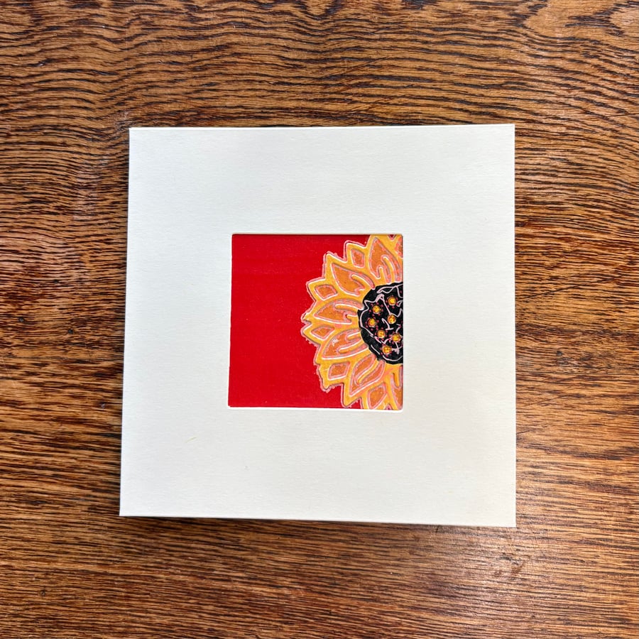 Hand painted collage card - ‘Sunflower No.1’