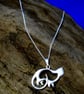 Art Nouveau Silver Cat Pendant, Celtic Cat Necklace, Handmade, Silver jewellery,