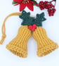 Macrame Christmas Bells, hanging bell decoration