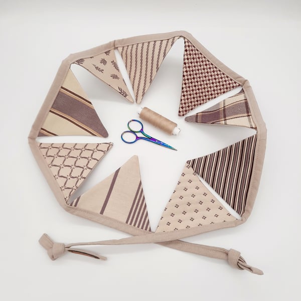 Mauve and taupe 80" mini bunting, free uk delivery.  