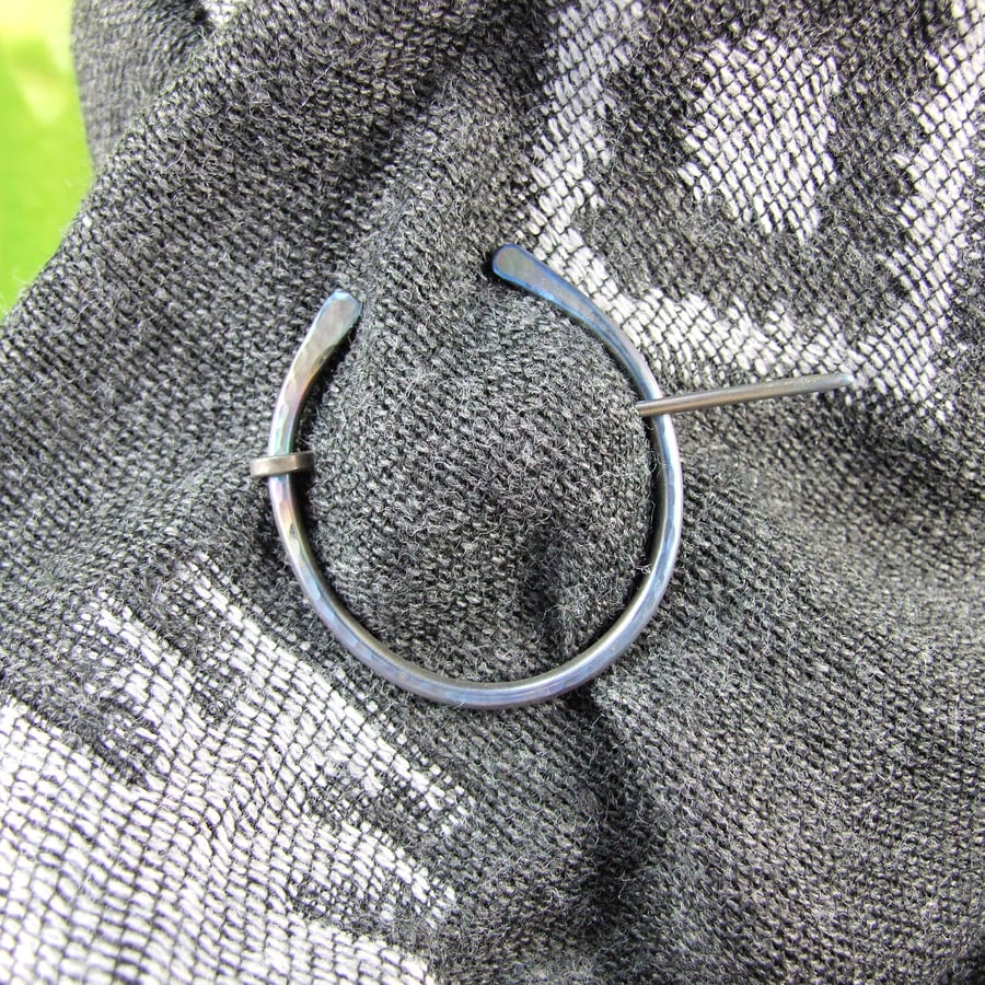RESERVED Pennanular Brooch, Shawl Pin, Titanium Celtic Clasp for Wrap