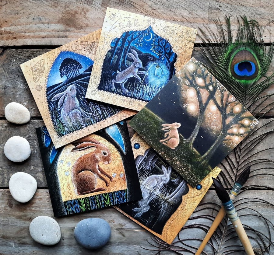 Hare's Dream Greetings Card Pack of 5 Cards by Hannah Willow